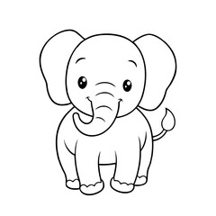 Elephant cartoon line art for children coloring book. coloring page of a cute baby elephant cartoon