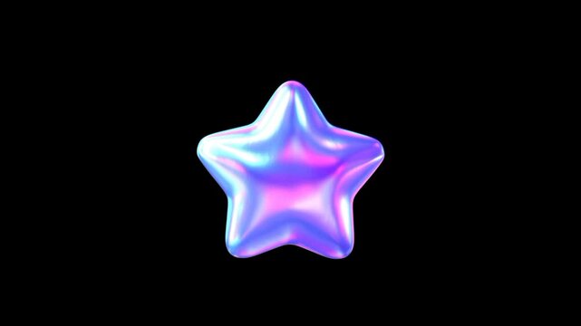 Star 3d icon. Star animation on black backgroun