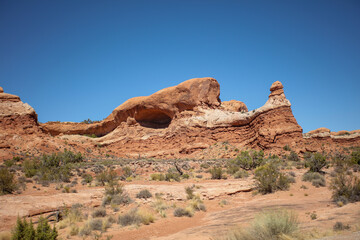 Fototapeta premium Rock walls and formations of beautiful Arches National Park in Utah