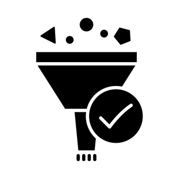 Feature Selection &ndash; Funnel and Checkmark Representing Choosing Relevant Data Attributes