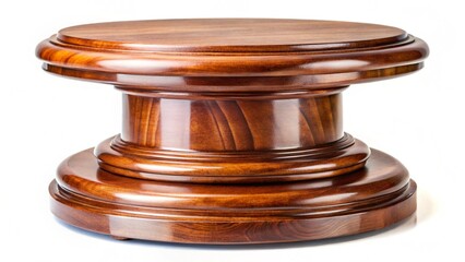 Brown wooden pedestal isolated on white background
