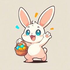 Adorable Easter Bunny with Colorful Eggs