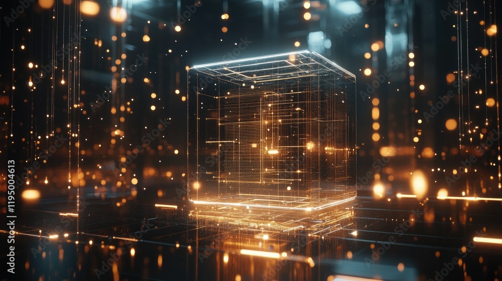 Poster advanced quantum computer concept with glowing circuits and futuristic background, text space availa