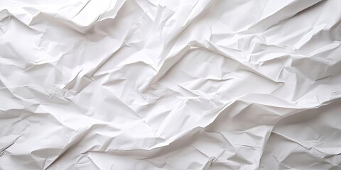 Obraz premium Crumpled white paper background with soft shadows and varied texture highlighting folds and creases for artistic and creative design purposes.