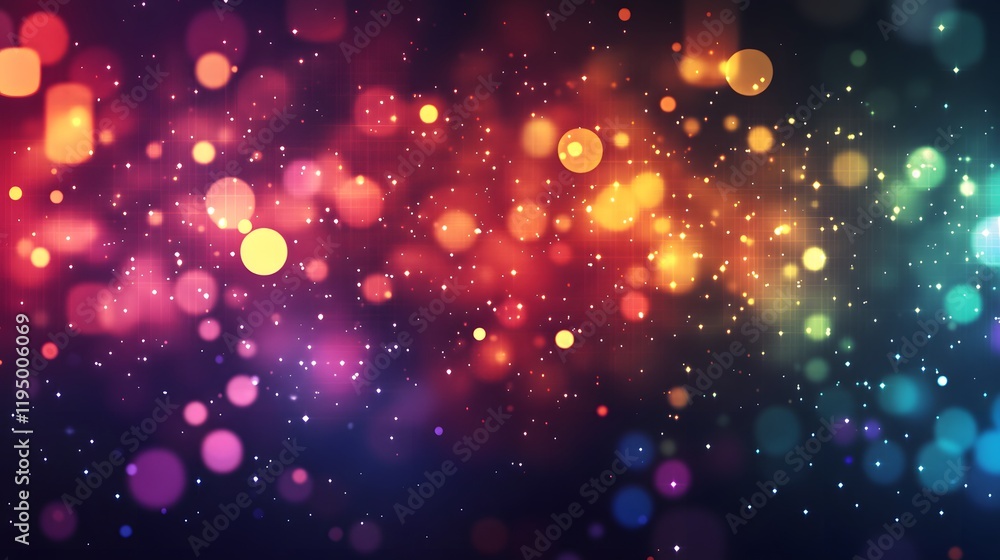 Poster vibrant color patterns, abstract design with dynamic light effects, ideal for creative projects or d