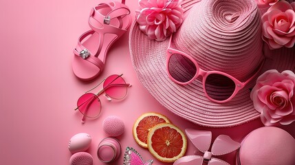 Pink Paradise: A Summer Fashion Flatlay