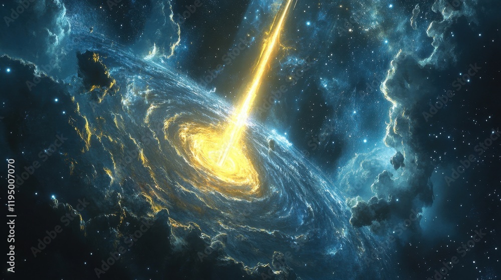 Wall mural a view from space to a spiral galaxy and stars. universe filled with stars.