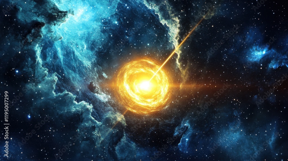 Wall mural a view from space to a spiral galaxy and stars. universe filled with stars.