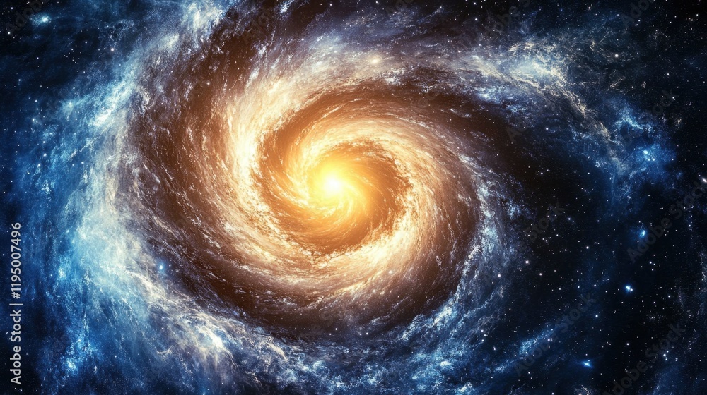 Canvas Prints a view from space to a spiral galaxy and stars. universe filled with stars.