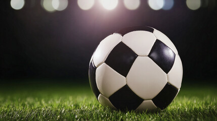 Soccer Ball on Grass at Night for Sports and Athletic Themes