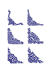  set of ornaments, 6 corners, vector