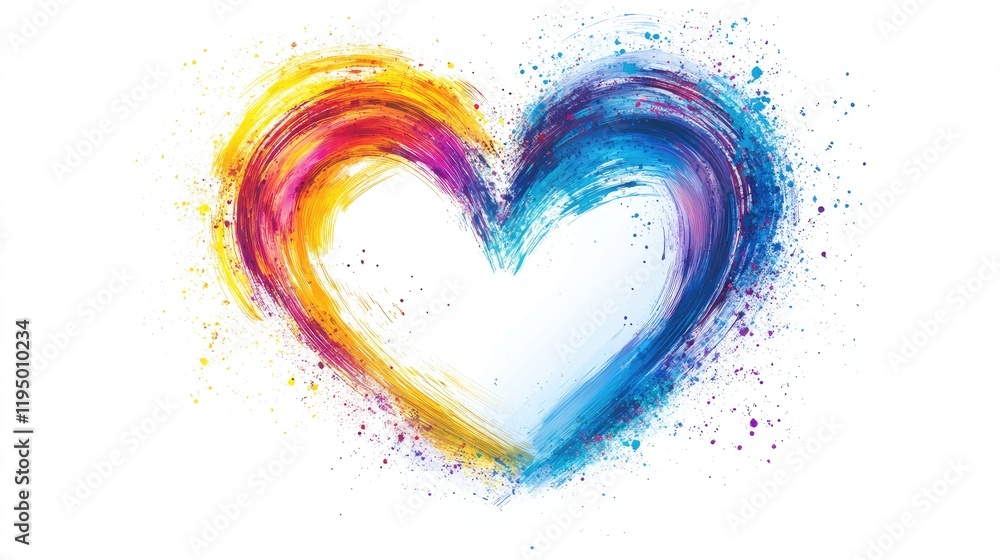 Aufkleber a vector heart shape frame created with brush strokes, isolated on a clean white background, perfect