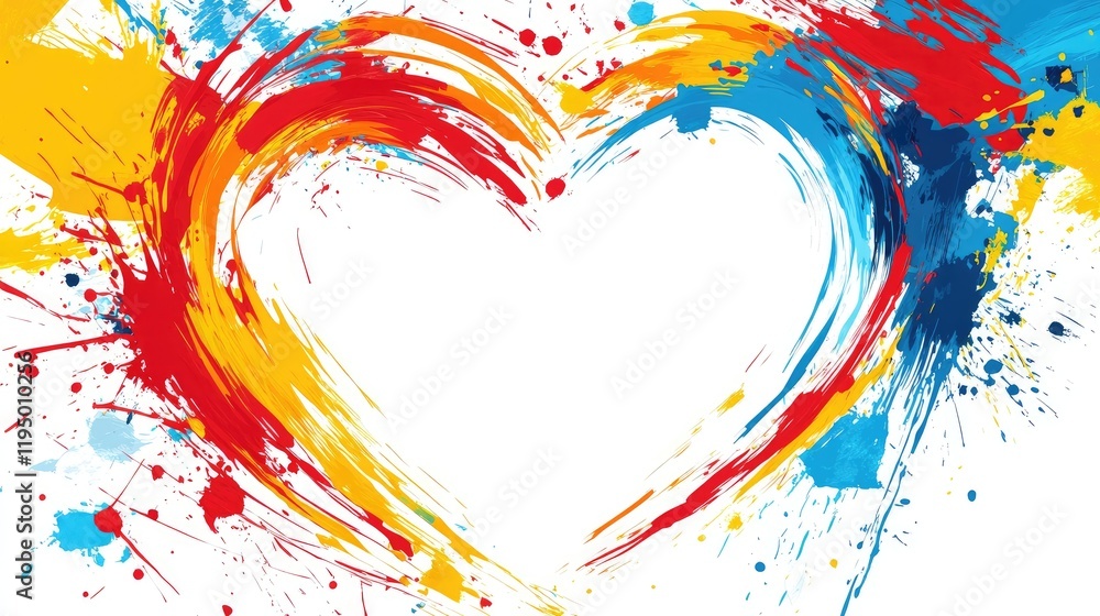 Aufkleber a vector heart shape frame created with brush strokes, isolated on a clean white background, perfect