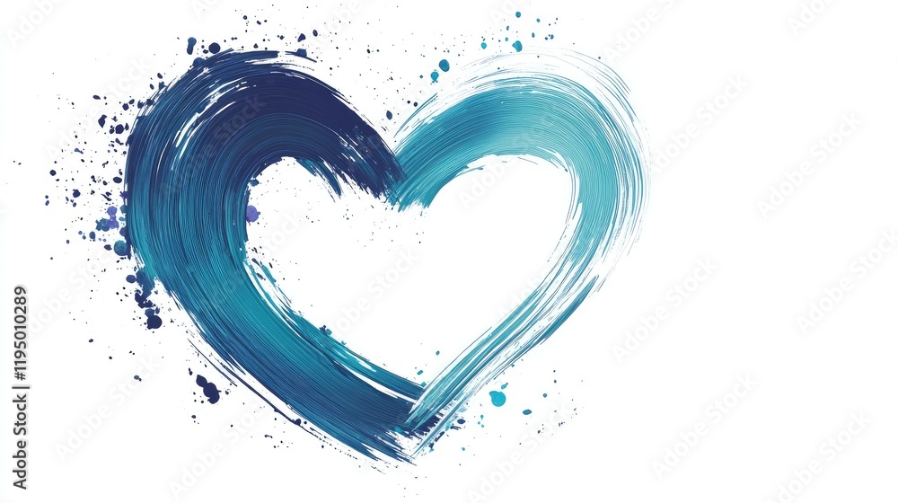 Aufkleber a vector heart shape frame created with brush strokes, isolated on a clean white background, perfect