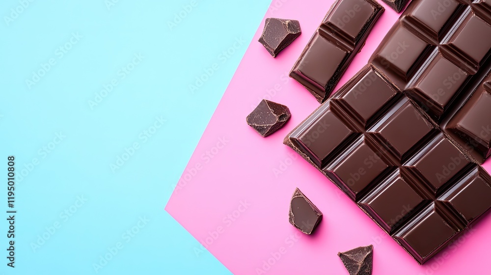 Poster chocolate bars aligned symmetrically on one side, with clean background for text placement.