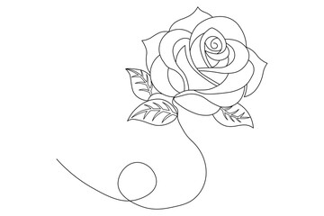 Rose flower single line art and isolated  minimalist outline vector icon 
