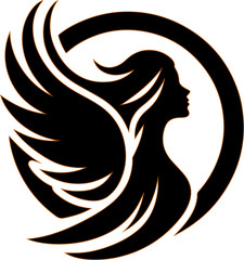 vector illustration logo icon design human symbol beautiful holy angel with wide wings.eps