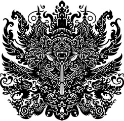 vector illustration design icon logo symbol wayang god goddess animal mystic ethnic traditional classic vintage with ornament.eps