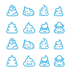 set of poop icon isolated on white background