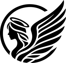 vector illustration logo icon design human symbol beautiful holy angel with wide wings.eps