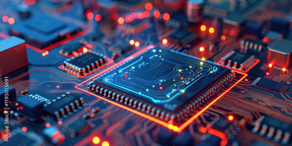Poster central processing unit on circuit board with integrated components