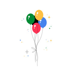 Colorful Balloons In Flat Vector Illustration Symbolizing Celebration, Joy, And Festivity, Isolated On White Background.