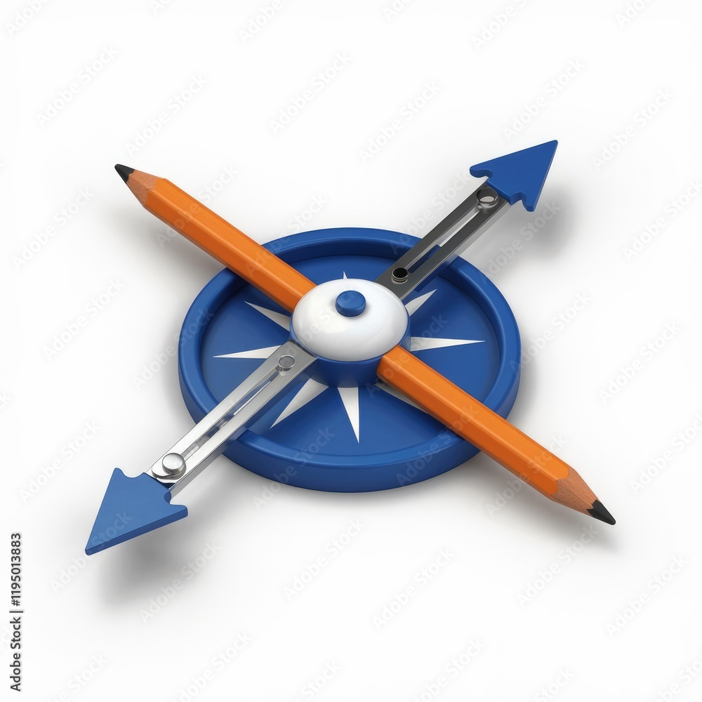 Poster a compass with pencils as pointers, symbolizing direction and creativity in planning and design.