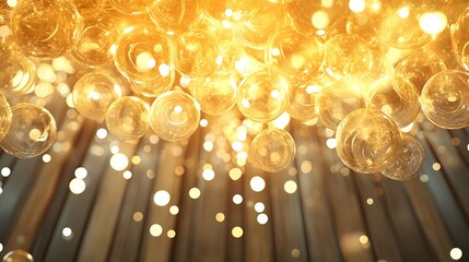 Beautiful abstract background featuring glowing orbs of light with a warm golden hue, creating a festive and magical atmosphere perfect for decorations or celebrations
