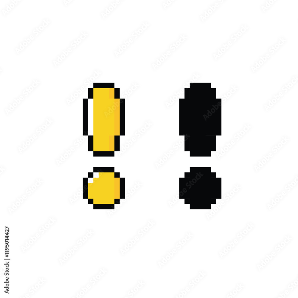 Poster exclamation mark 8 bit icon pixel art 8-bit for game