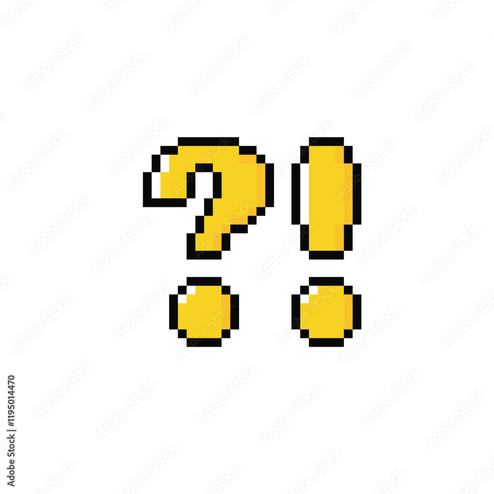 Aufkleber question mark and exclamation mark 8 bit icon pixel art 8-bit for game