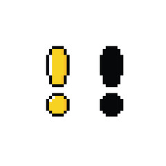 Fototapeta premium exclamation mark 8 bit icon Pixel art 8-bit for game