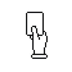 pixel nfc icon. Vector pixel art wireless card pay payment 8 bit for game company logo template 