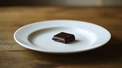 Decadent chocolate dessert, rich dark chocolate truffle on a simple white plate, perfect for gourmet menus or indulgent treats.