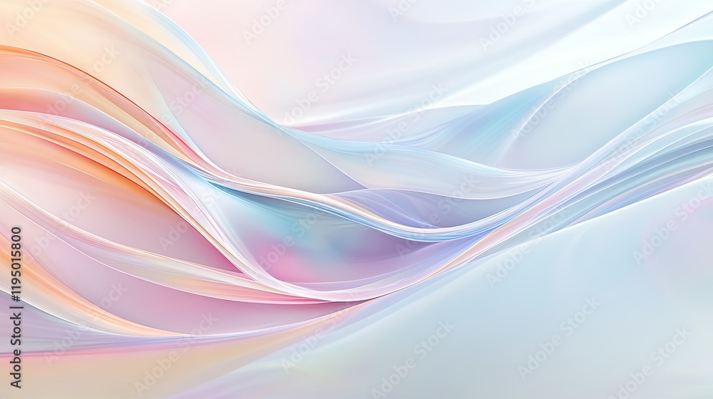 Fototapete elegant abstract rainbow swirls on a pastel background, highlighting pride and unity, with ample spa