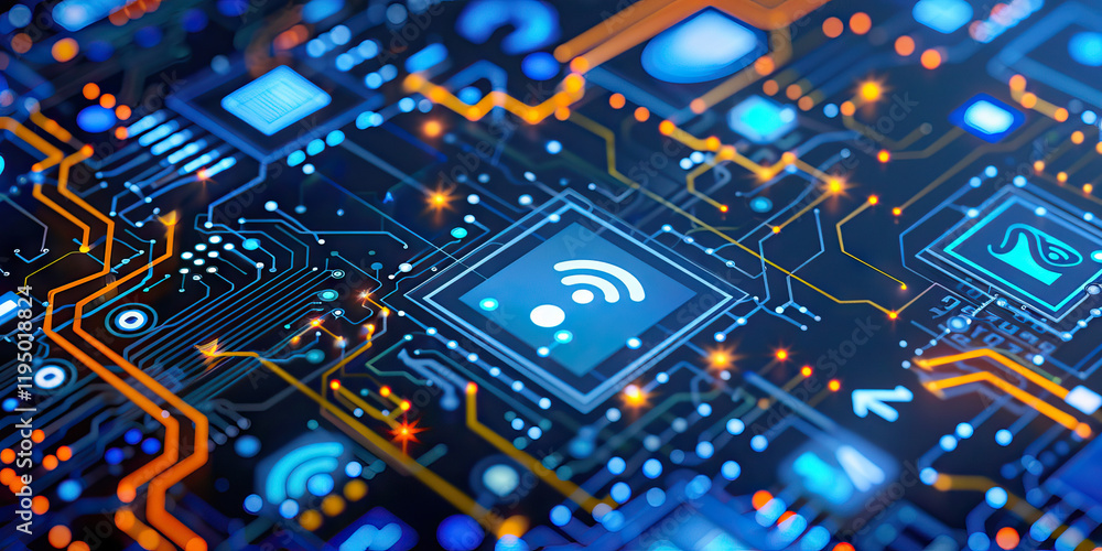 Poster circuit board with integrated wi-fi symbol and data pathways