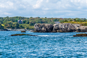 A view of islands at the entrance to Narragansett bay in Newport, USA in the fall