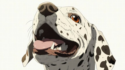 Naklejka premium Joyful dalmatian dog white background animal portrait studio close-up happiness