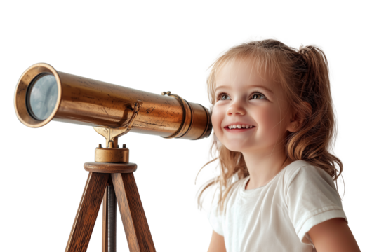 child looking through binoculars