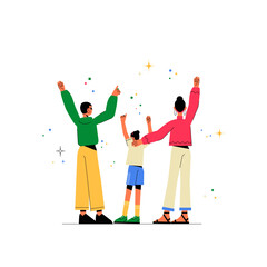 Family Celebration With Joyful Gestures In Flat Vector Illustration Symbolizing Togetherness, Happiness, And Unity, Isolated On White Background.