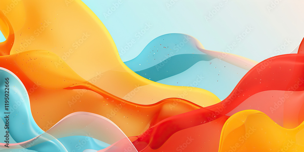 Poster abstract composition of interlocking colorful waves