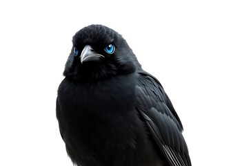 Fototapeta premium Black Bird Vibrant Blue Eyes Closeup Detailed Illustration