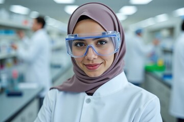 A Portrait of a Hijabi Doctor in a Lab