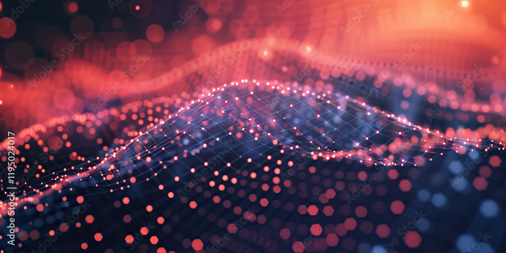 Aufkleber abstract network data visualization: red and blue nodes