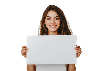 Fototapeta premium woman holding blank board
