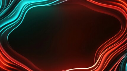 Abstract background with vibrant teal and red flowing lines creating a frame. Perfect for modern designs.