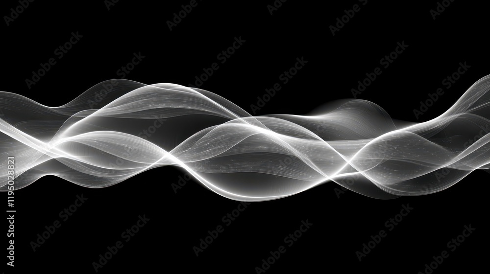 Poster ethereal white smoke patterns gracefully dancing against a dark backdrop, creating a mesmerizing vis