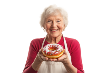 senior woman with cake