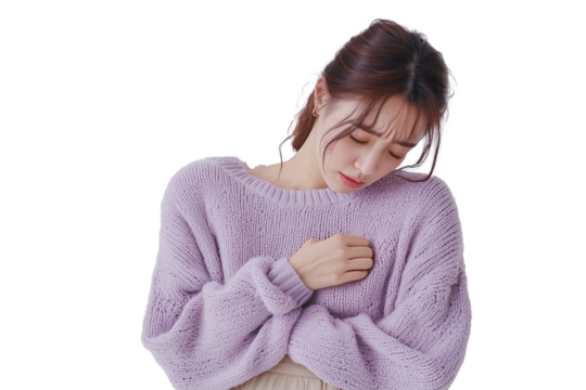 sick woman blowing her nose