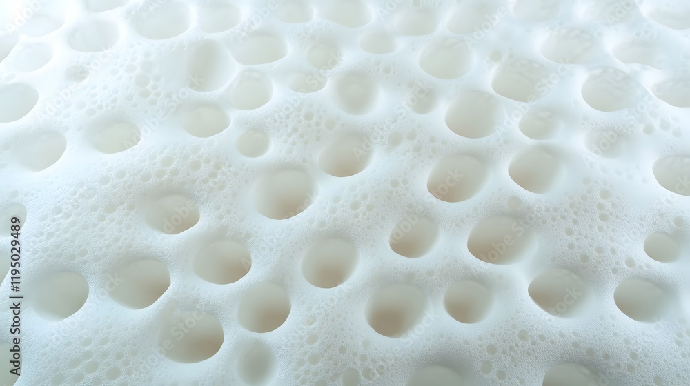 Poster abstract close-up of a textured surface featuring numerous round holes and bubbles, showcasing intri