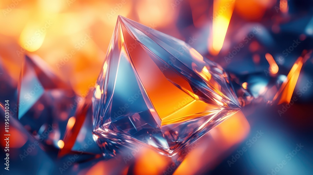 Poster an enchanting array of abstract glass forms shimmers with vibrant hues, creating a breathtaking spec